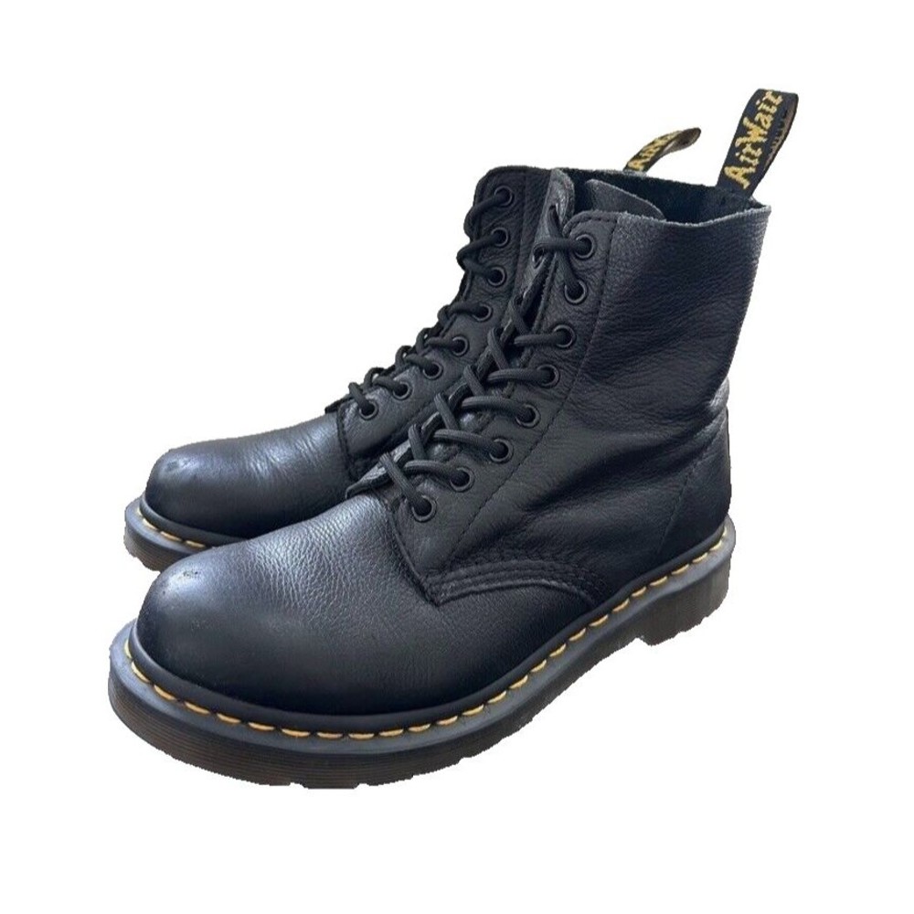 Doc Marten Women's Pascal Pebbled Leather Lace Up Boots Black Size 8 EU 39
